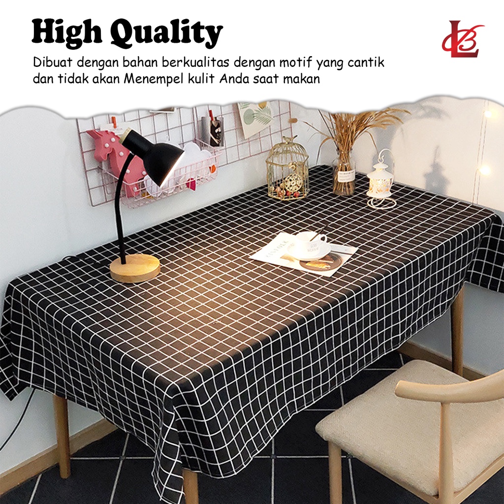 Taplak Meja Makan Motif Kotak Terbaru Ukuran 137x100cm Bahan PVC Tebal Premium Anti Air Perlengkapan Dekorasi Rumah Tangga Import - D15-3C - 88_Blanketstore