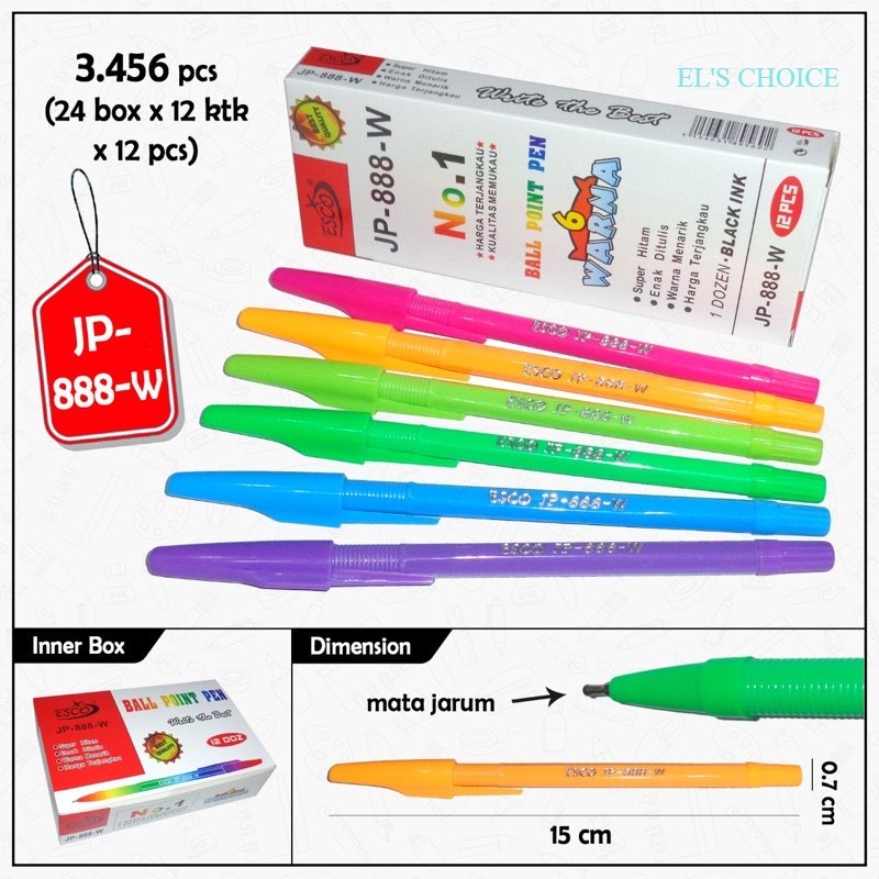 

Pulpen / Pena / Bolpoin Warna Warni Esco