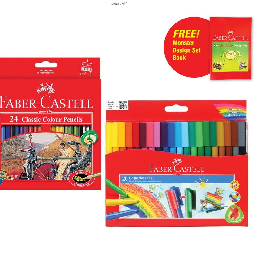 

RR4✿ Faber-Castell Pensil Warna set 24 & Connector Pen 20 Free Activity Book Banyak Peminat