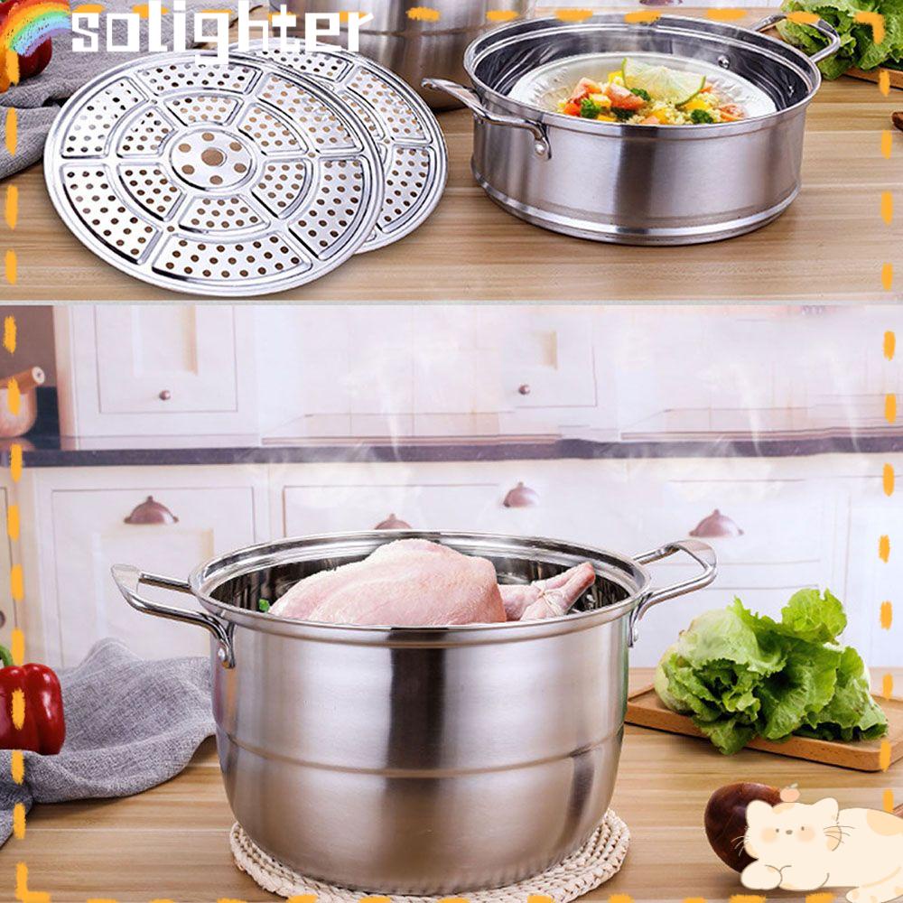 Solighter Steamer Rak Multifungsi Tray Stand Aksesoris Dapur Panci Kukus