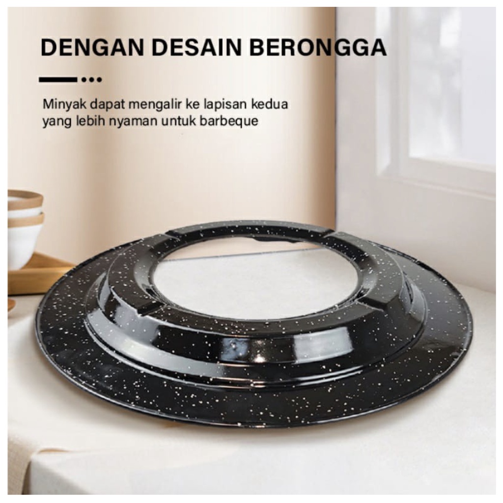 Panggangan Bulat BBQ Ultra Grill Pan 32cm - Alat Pemanggang Daging - Panggangan Indor Kompor Ala Korea Anti Lengket Serbaguna