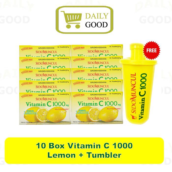 

Vitamin C 1000 mg Lemon Sido Muncul - 10 Box + Tumbler