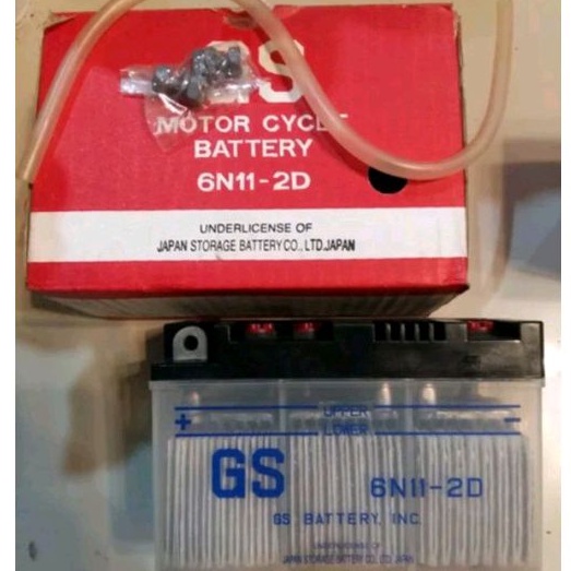 aki battery honda C70 dobel stater GS 6N11-2D made in japan.