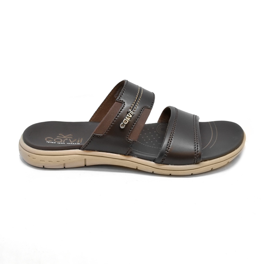 Carvil Johnson 02 M Sandal Slide Casual Pria Dark Brown _A113