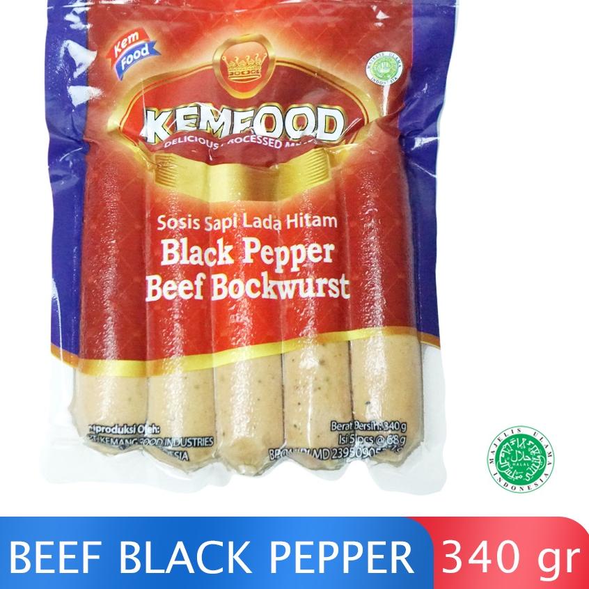 

Terbaru [HJ6] Kemfood Sosis Sapi Black Pepper Beef Bockwurst - 340 gr