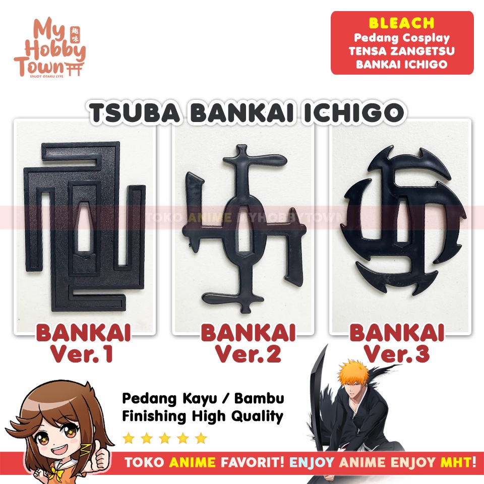 Replika Pedang Kayu Bleach Kurosaki Ichigo Tensa Zangetsu Bankai Ver 1