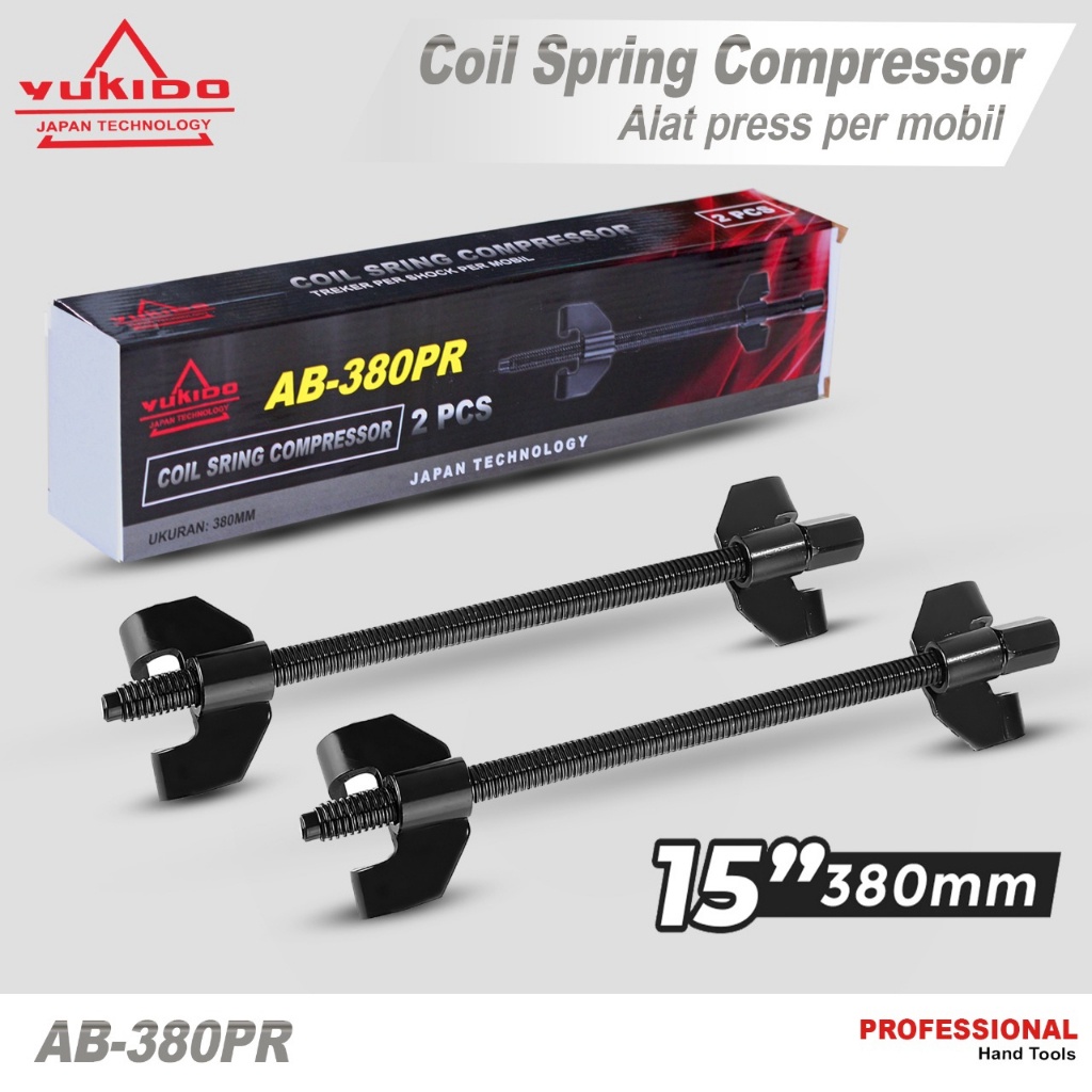 2 kuku yukido Treker Per Keong  (380mm) / Coil Spring Compressor / Alat Pres Per Keong Mobil Treker Per Keong Mobil Coil Spring Compressor Pegas kejut Clamp Tahan Shock Shockbreaker Per Ball Joint Puller