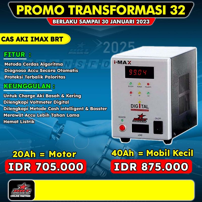 Charger aki BRT 20A Sepeda Motor Universal