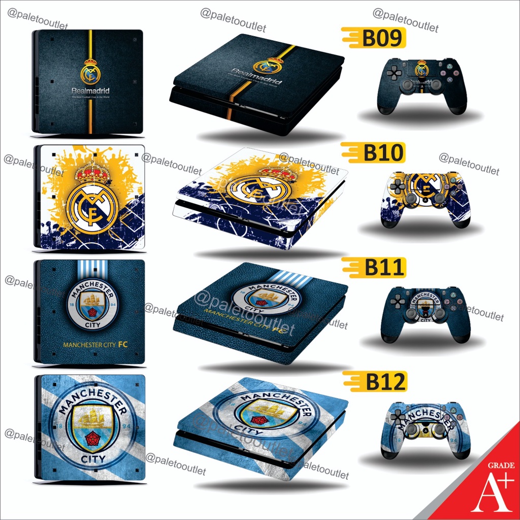 Stiker garskin ps4 slim ps4 fat ps4 pro motif real madrid manchester city