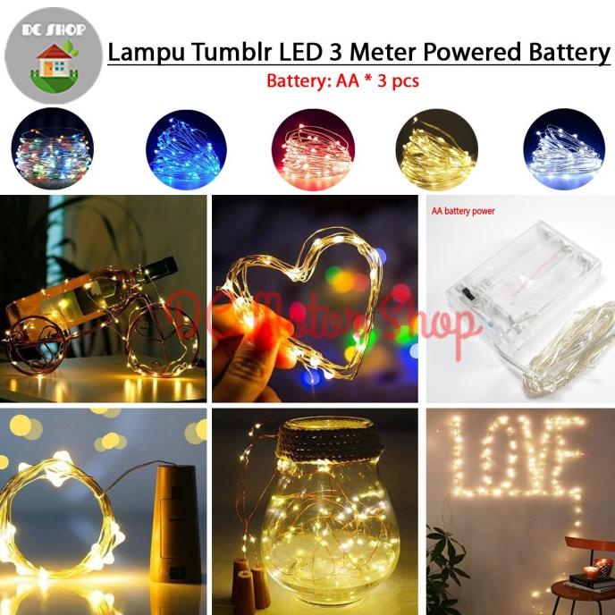 Jual Lampu Hias M Led Kawat String Baterai Waterproof Tumblr