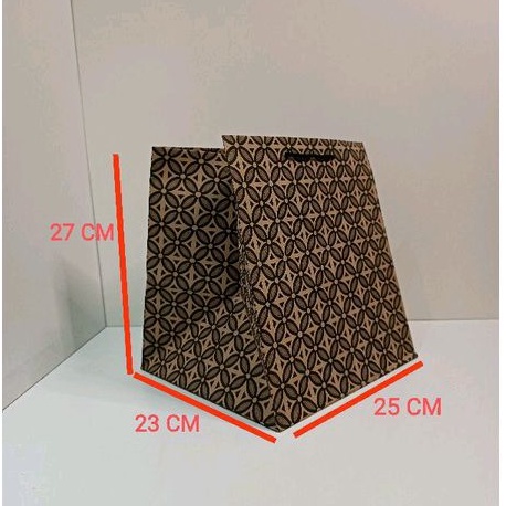 Paperbag R10B Motif Batik Hitam untuk Kotak Nasi 22 size 25 x 23 x 27 ( P x L x T) Tas Kertas, Tas M