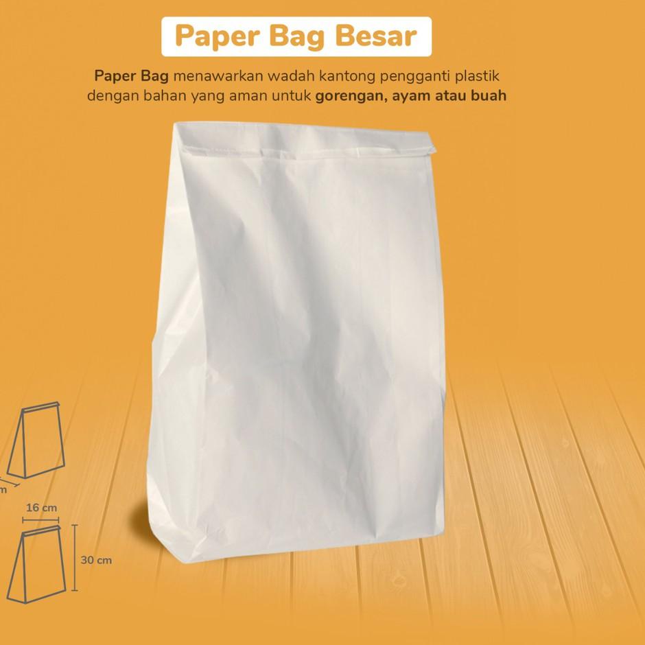 

Gratis Garansi Paper Bag BESAR 16x9 / Kantong Kertas Terlaris Putih Polos isi 100Pcs