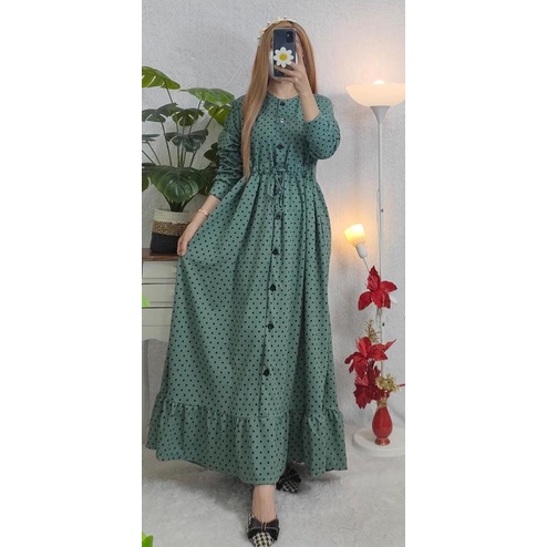 Gamis Motif Serut Kancing Polkadot Gamis Serut Motif Bunga Gamis Motif