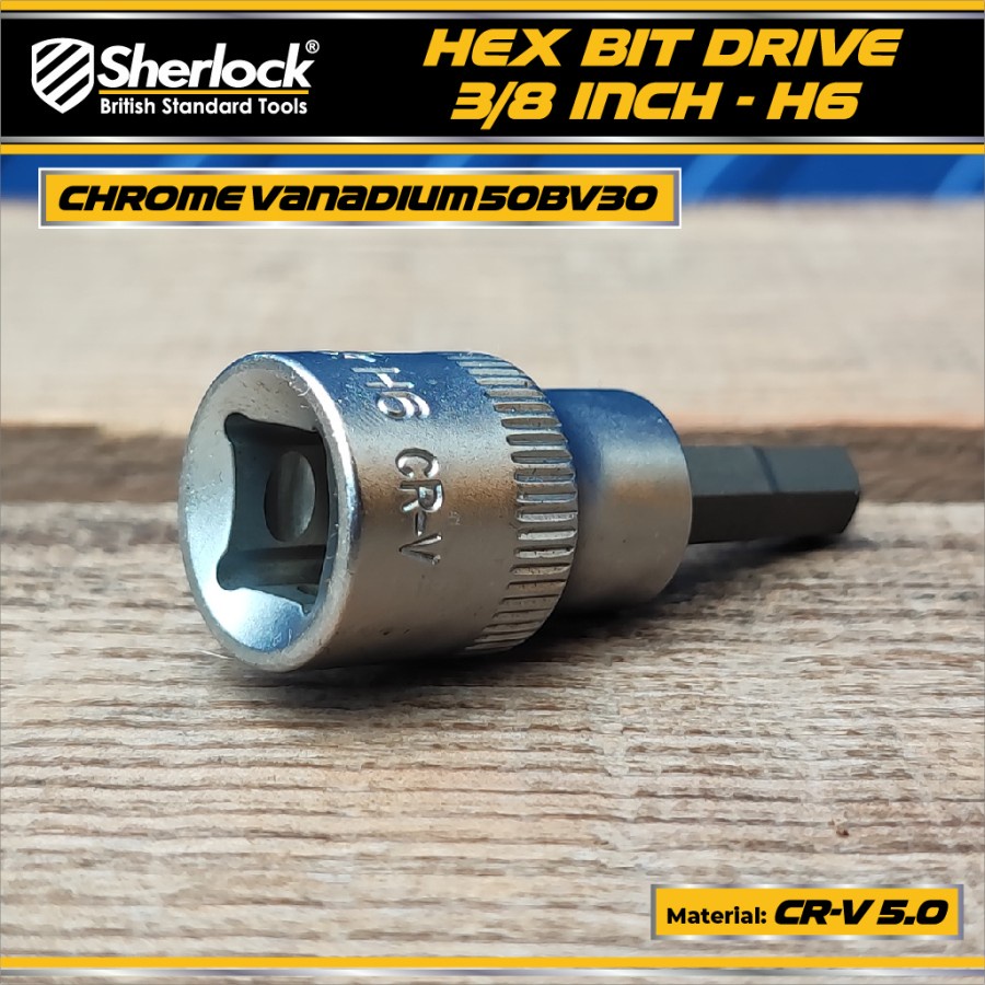 MATA KUNCI SOK DRIVE 3/8 INCH SHERLOCK SHOCK 3/8&quot; HEX BIT SOCK L 6 MM