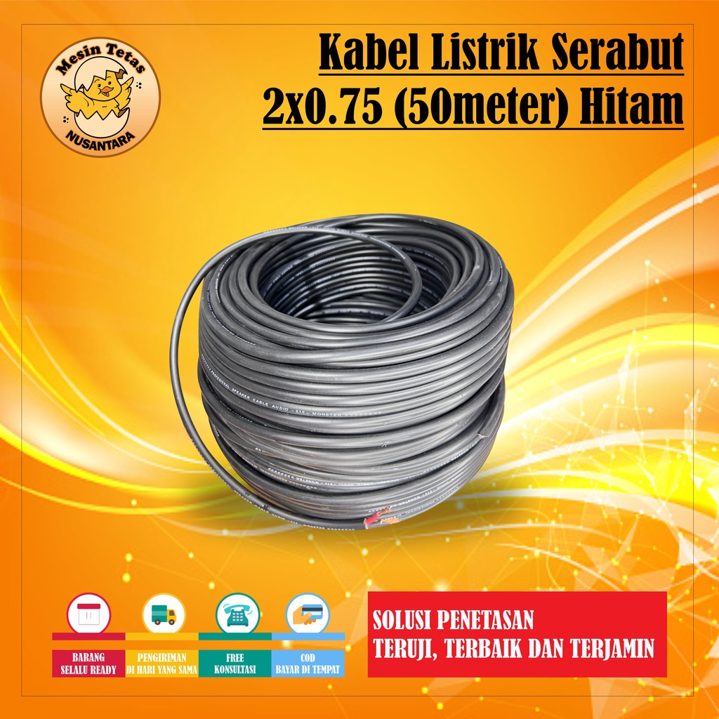 Kabel Listrik 2 x 0.75 per Meter Hitam