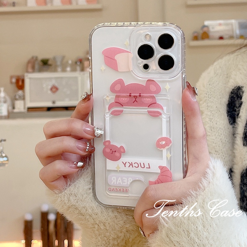 Realme C55 C35 C33 C31 C30 C25Y C21Y C20 C20A C12 C15 C11 10 9Pro+8 8i C15 5i 5s 6i Bear Rabbit Card Holder Handphone Cas Soft Cover