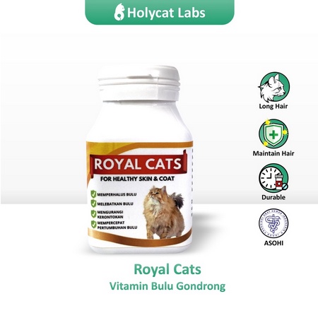 ROYAL CATS Vitamin Bulu Rontok 40 kapsul Melebatkan Mengkilapkan Bulu Kucing Royal Cats For Healthy Skin and Coat