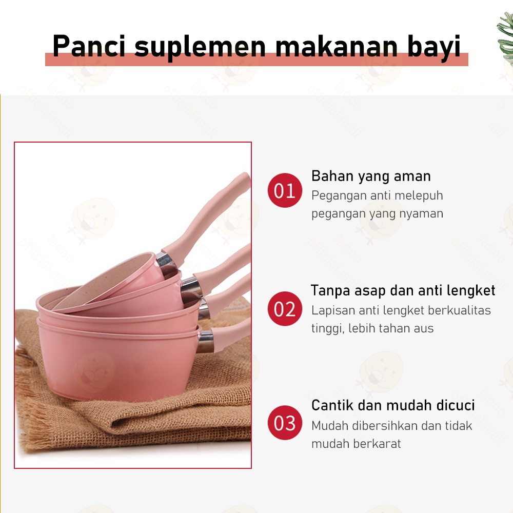 Lacoo Wajan anti lengket Panci teflon marble 12/14/16cm Panci susu sauce pot mini anti lengket