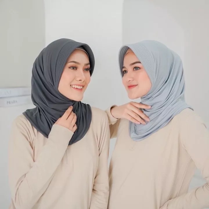 Hijab Instan Sport Kerudung Olahraga spandek bergo polos PET BESAR