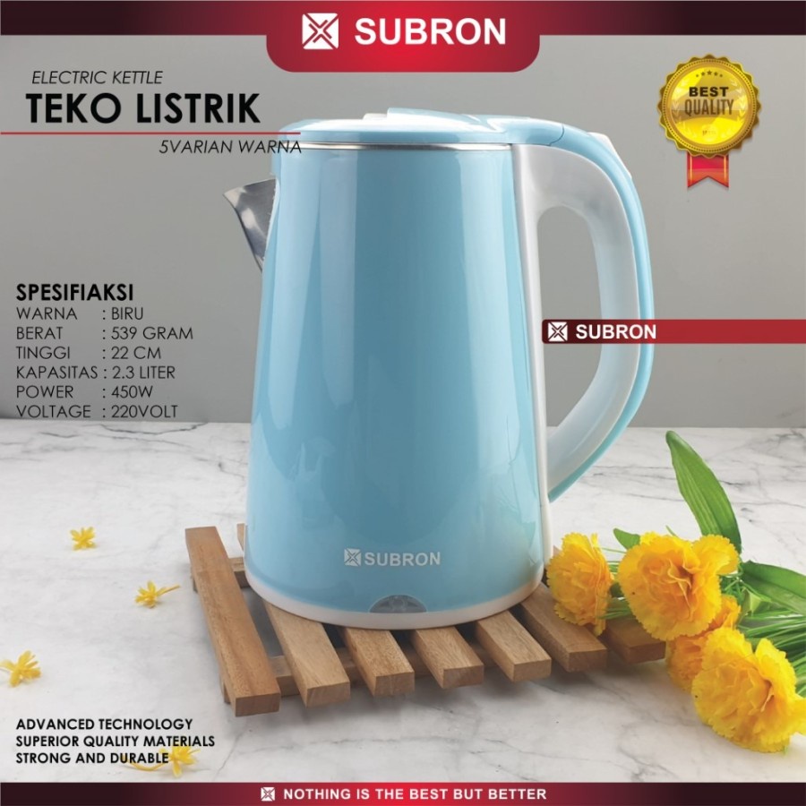 SUBRON Teko Termos Listrik Pemanas Air Kettle 1500W 450W Electric Kapasitas 2L 2.3L Murah