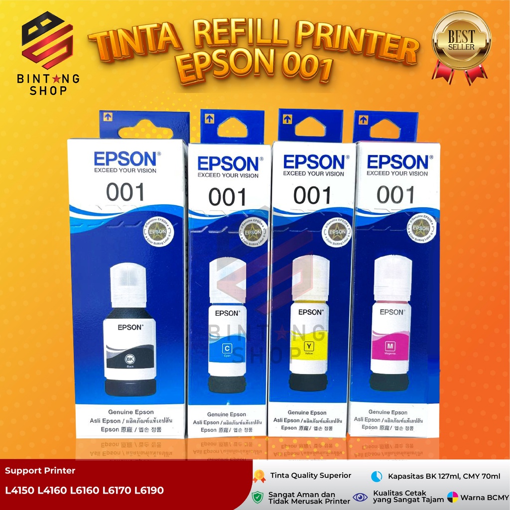 1 SET 4 PCS Tinta Epson 001 Tipe Printer L4150 L4160 L6160 L6170 L6190