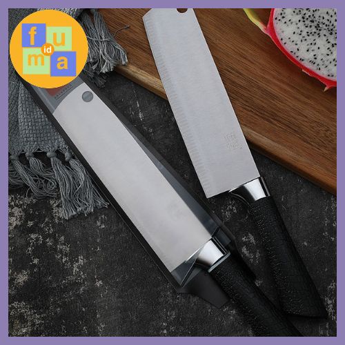 pisau dapur stainless gagang hitam / pisau serbaguna / pisau dapur masak / alat pemotong buah sayur daging / pisau anti karat / chef knife