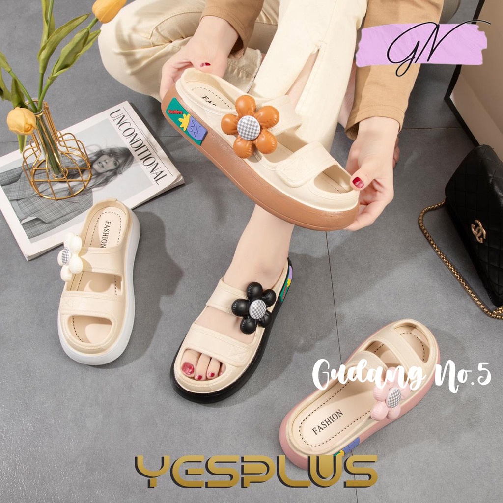 GN-029-1-3 &amp; 5 Sandal Jelly Wanita Fashion Tali Dua Model Terbaru Import PCU