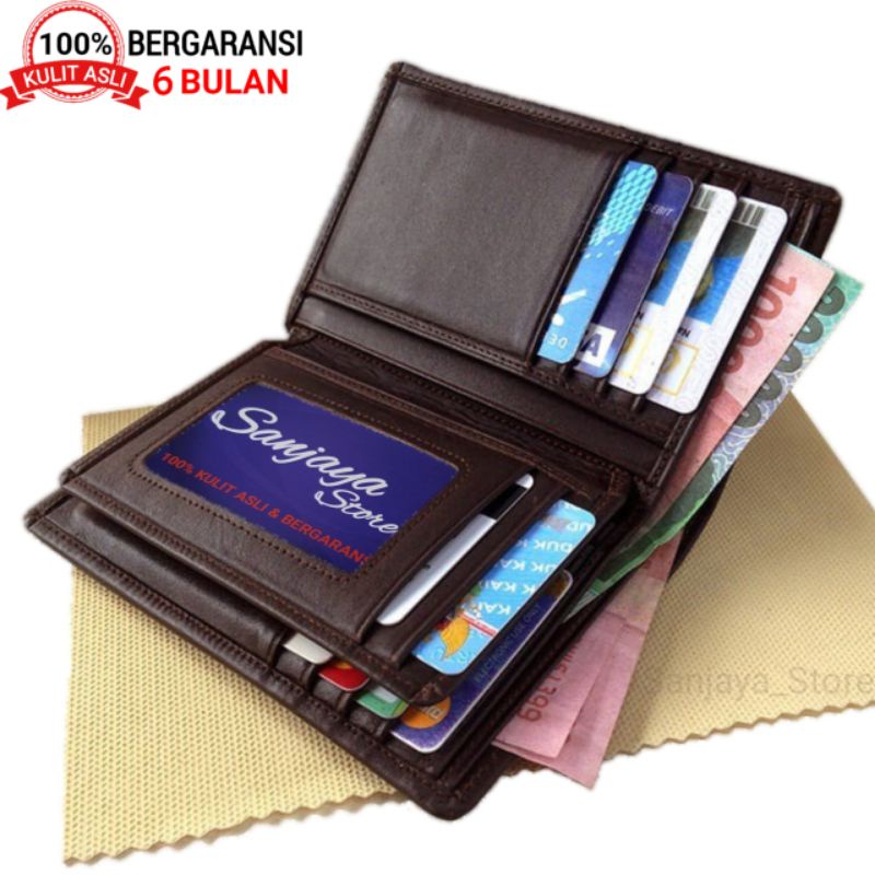 Dompet Kulit Pria 3/4 100% ORIGINAL Lipat 3 Kulit Sapi Asli