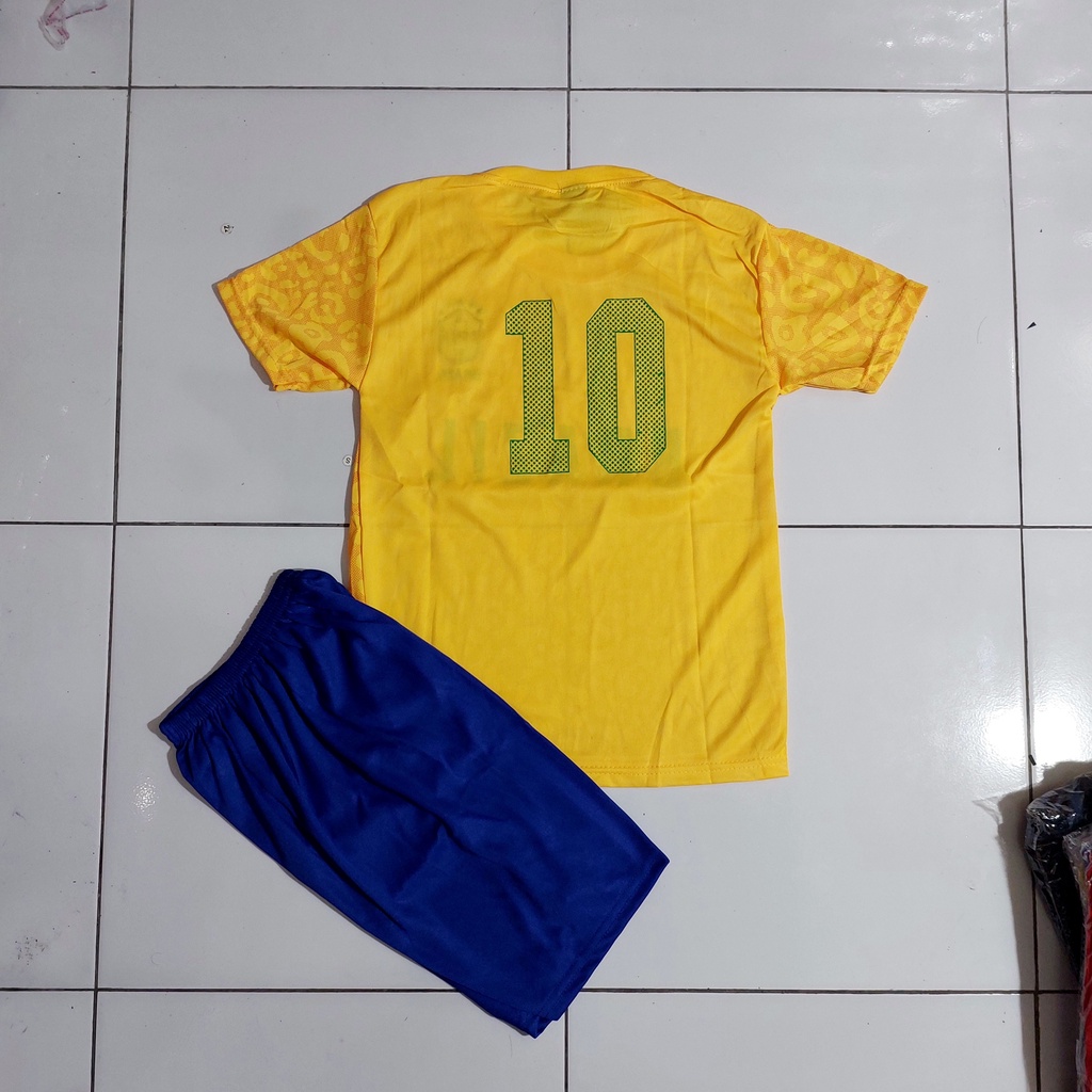 setelan baju bola anak/setelan baju futsal/baju bola brazil/baju futsal murah