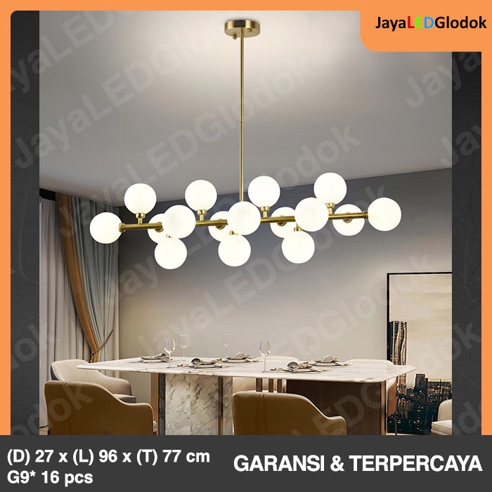 Lampu Gantung Minimalis Ruang Makan Modern Bulat Kaca Putih Hias 232