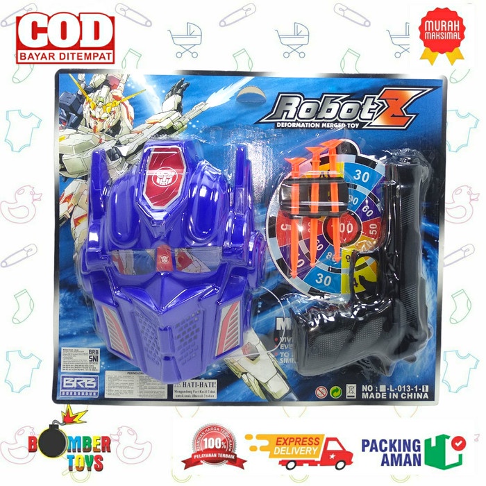 MAINAN ANAK PISTOL TOPENG TEMBAK TARGET OPTIMUS MASK GUN SNI TRANSFORM