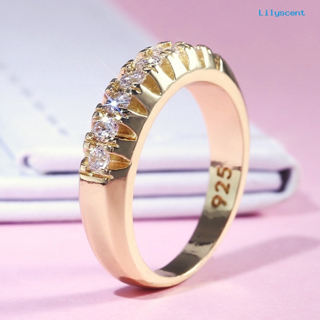 [LS] Perhiasan Fashion Wanita Kreatif Jari Dekorasi Alloy Baris Tunggal Geometri Cincin Untuk Pernikahan