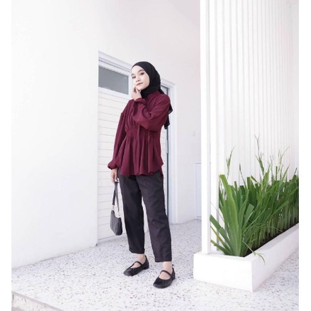 BEFAST - ZFC BLOUSE SYERINA / VEBBY TOP BLOUSE AULIA / Blouse Wanita Kerja Trendy / Fashion Wanita Remaja ABG Kekinian / Termurah / Pakaian Wanita Casual / Blouse Pinggang Karet Model Terbaru / Atasan Wanita Lengan Panjang