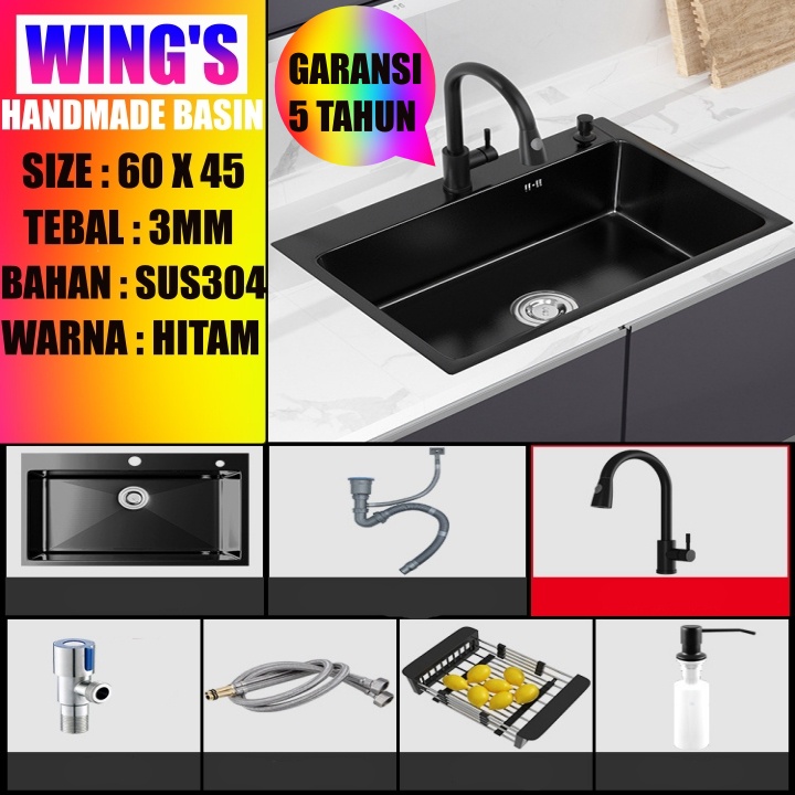 sink stainless hitam bak cuci piring hitam tempat cuci piring wastafel cuci piring