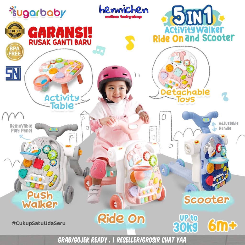 Sugarbaby 5in1 Activity Walker, Ride-On and Scooter/Push walker/Activity walker/Baby walker