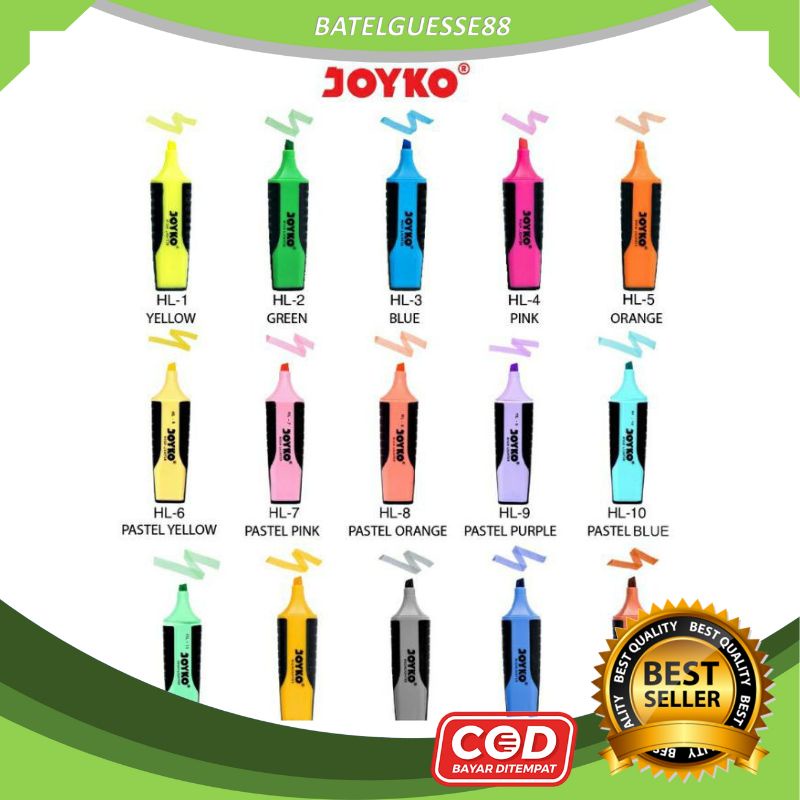 

(B88) Promo!! Joyko Highlighter Penanda Berwarna Stabillo Joyko