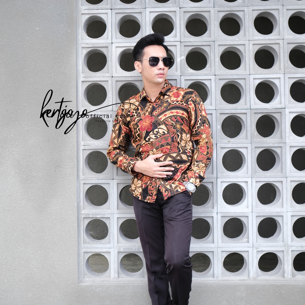 Batik pria modern slimfit Baju Batik Pria Lengan Panjang slimfit baju batik pria Slimfit premium baju seragam BATIK KERTOJOYO KJ036 kemeja batik pria lengan panjang full furing baju batik alisan pria Kemeja batik slimfit batik premium laskala PRABUSENO