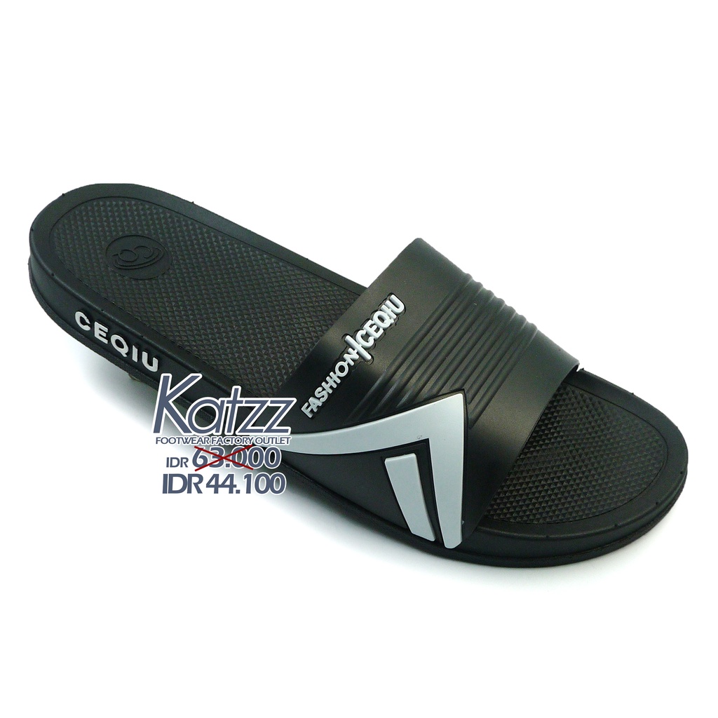 Katzz - Sandal Slop Pria Warna Hitam Uk 36 - 43 / Sandal Pria Distro Slip On Slide / Sandal Rumah Nyaman Anti Slip / Sandal Simple Santai / Sandal Pria Murah [Katzz M 01 CQ 091]