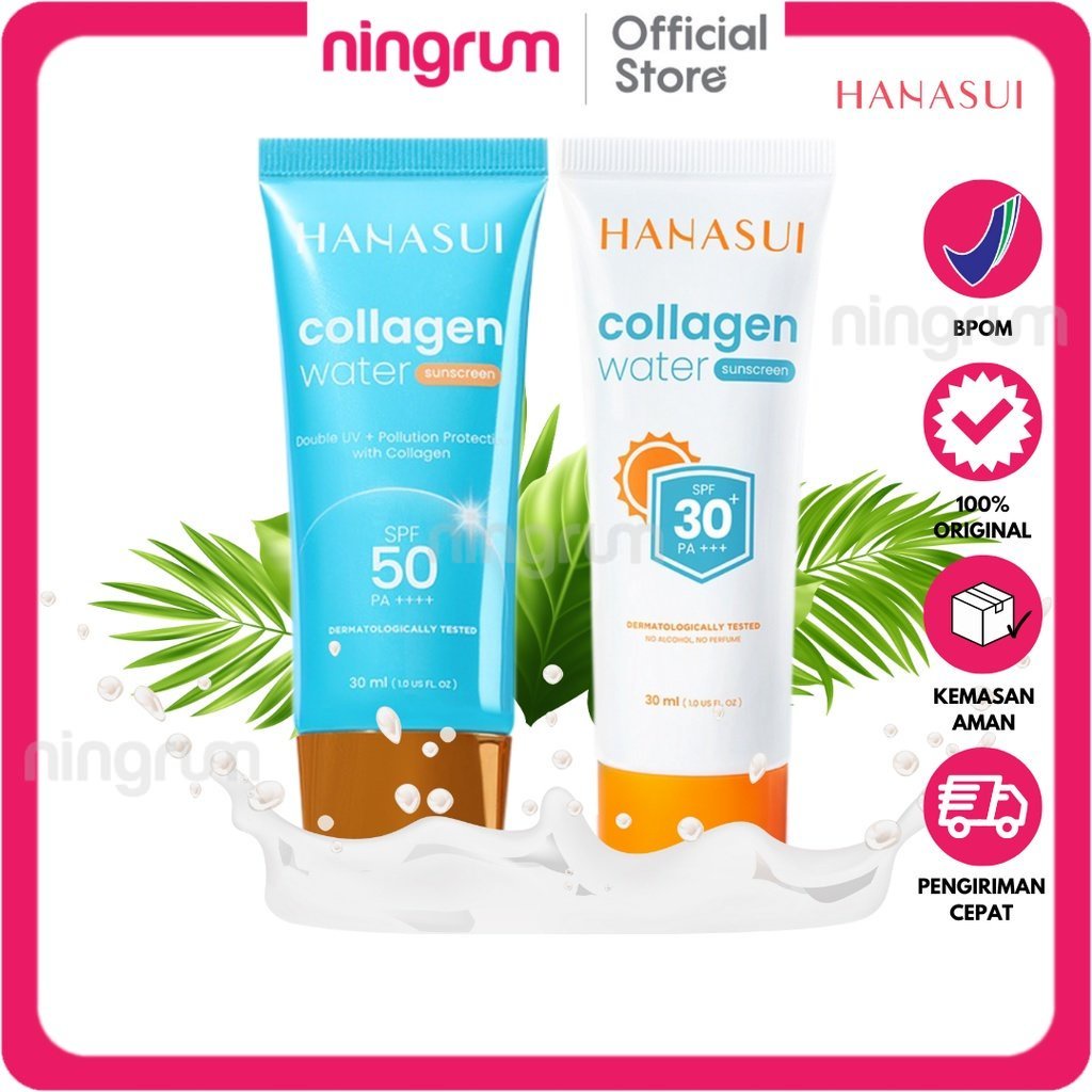 Ningrum - Hanasui Collagen Water Sunscreen SPF 50 PA++++ &amp; Collagen Water Sunscreen SPF 30 | BPOM 100% Original | Sunscreen Wajah Sunblok 30ml - 5008