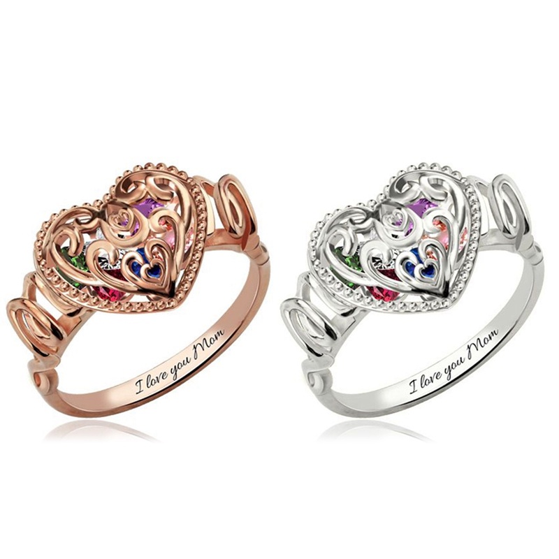 Cincin Wanita Huruf Hati I Love You Mam Ring Perhiasan Hadiah