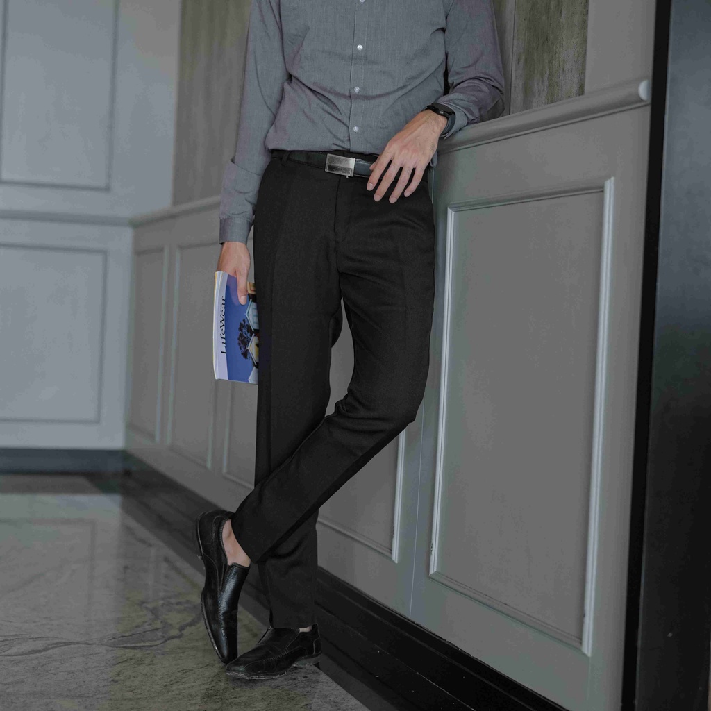 ZUITER - BLACK Formal Pants | Celana bahan kerja kantor slimfit pria