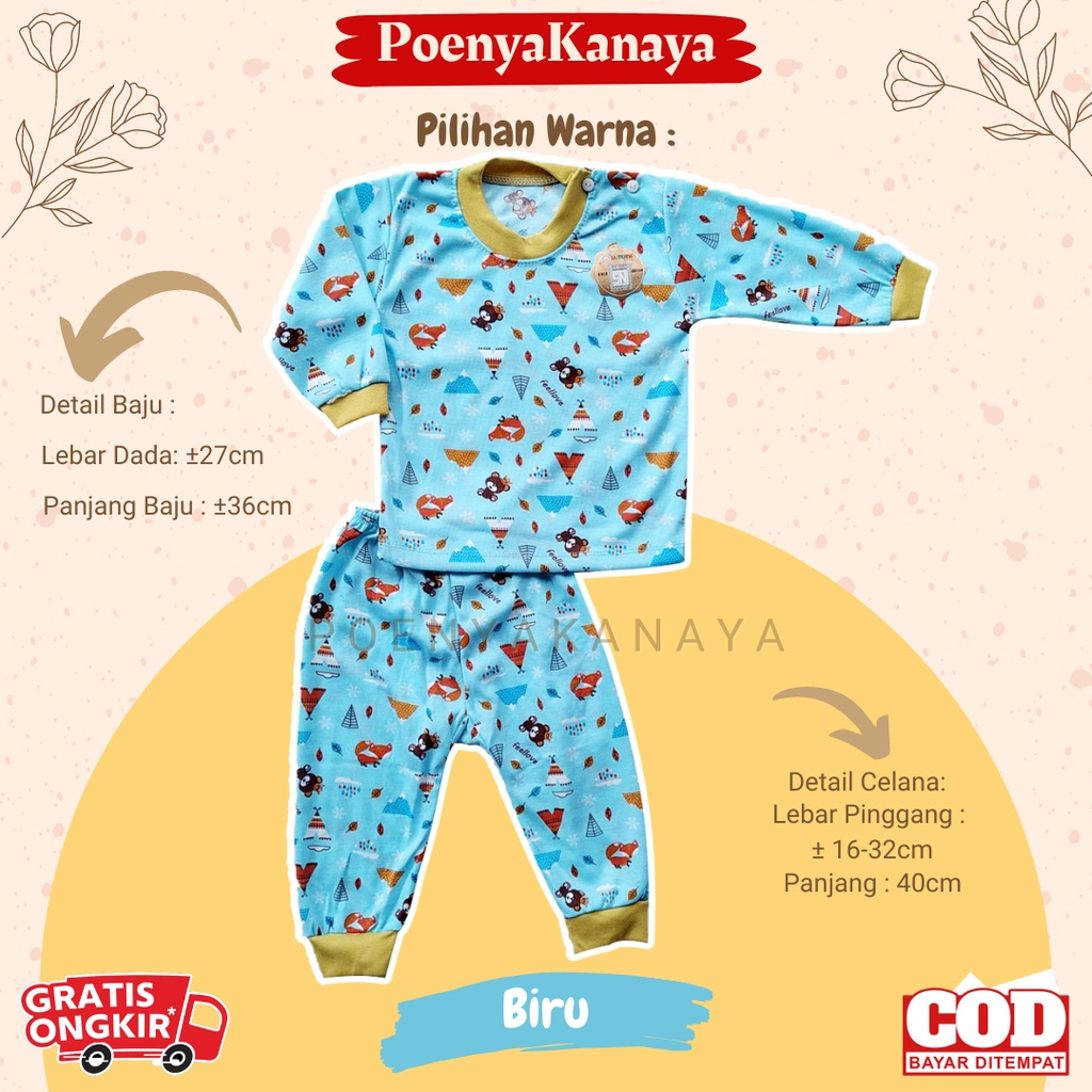 Setelan Baju Bayi Piyama Bayi PANJANG OBLONG PRINTING Saffenda SNI 6-12 Bulan SPY198