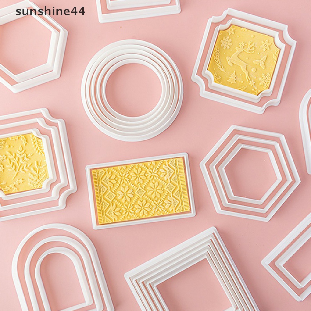 Sunshine Bentuk Geometris Cetakan Biskuit Fondant Pastry Cutter Alat Baking Cookies Mold.