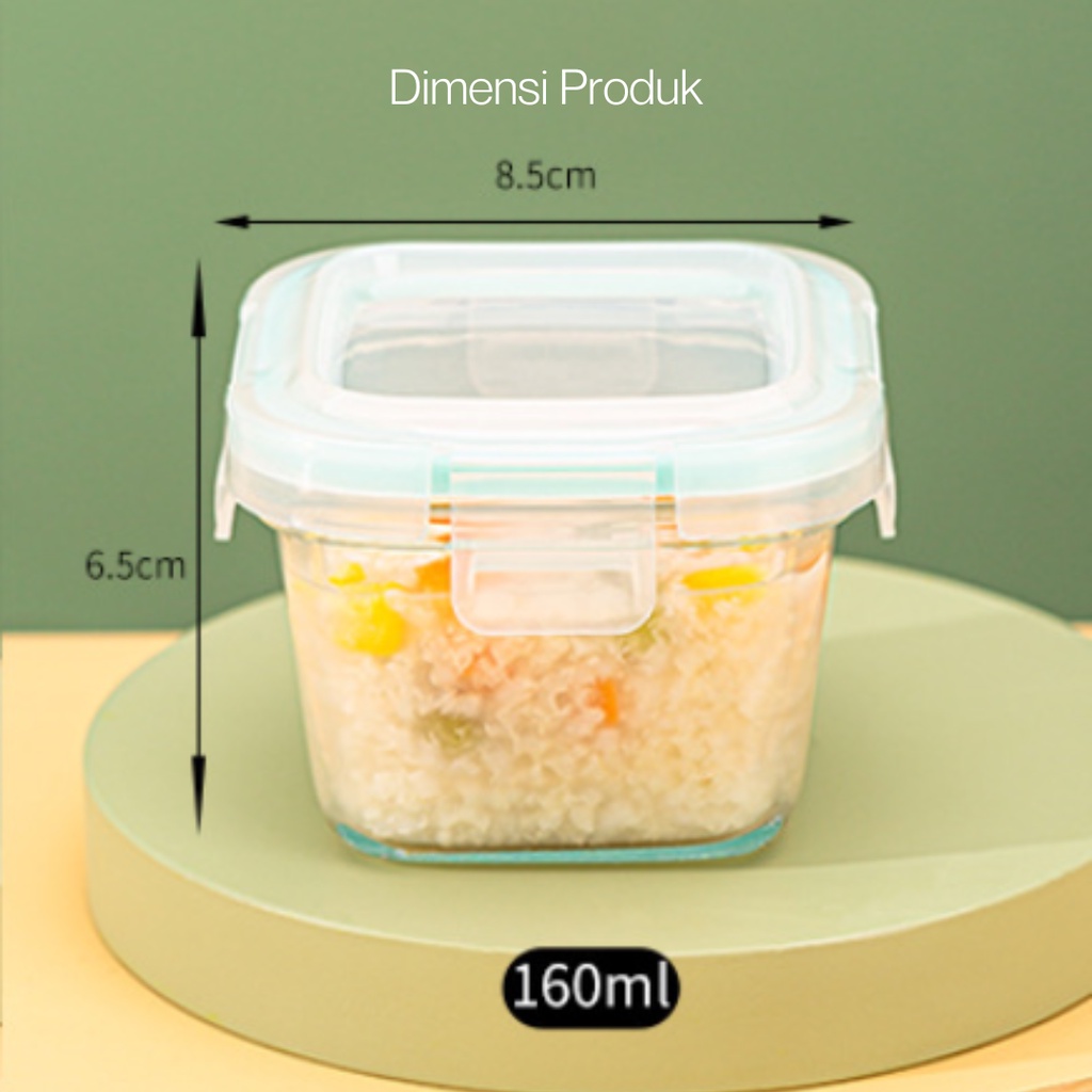 Little Momos Baby Food Container Glass 160ml Wadah Makanan Kaca Bayi MPASI
