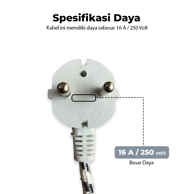 16A 250V ASLI SNI KABEL TEMBAKA  SETRIKA LISTRIK COLOKAN ELEKTRONIK LISTRIK BERKUALITAS ORIGINAL ARDE COCOK UNTUK PHILIPS MASPION MIYAKO