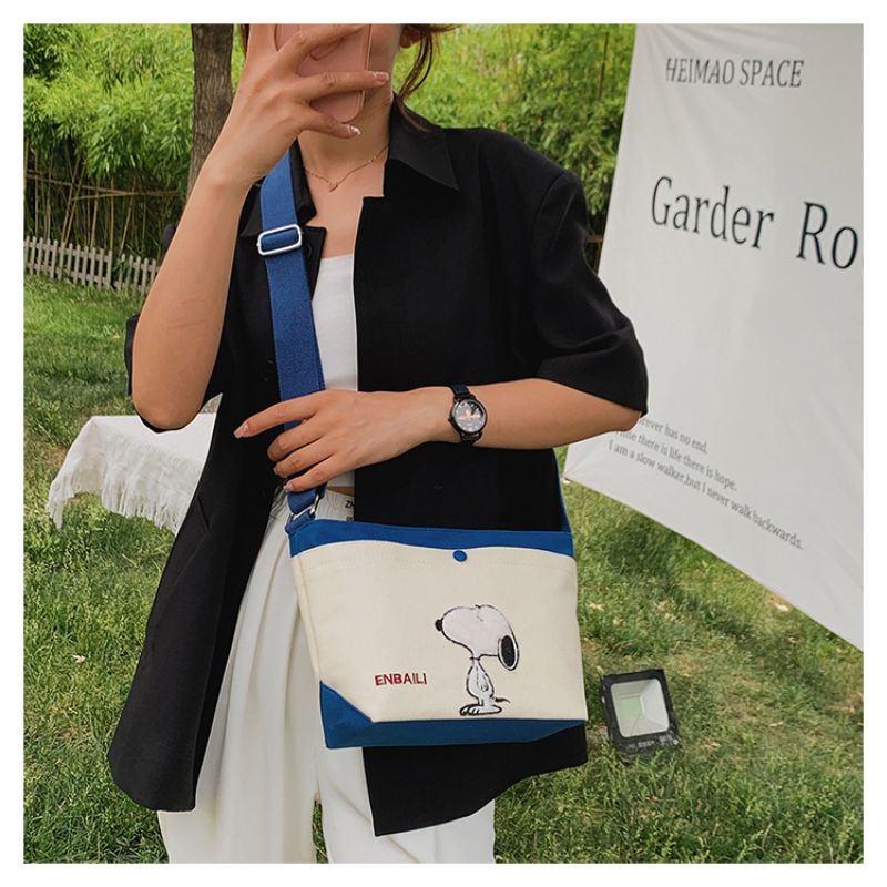 Tas Snoopy / Tas Import Lucu / Tas Canvas Snoopy / Tas Selempang Snoopy / Sling Bag Snoopy / Tas Ten