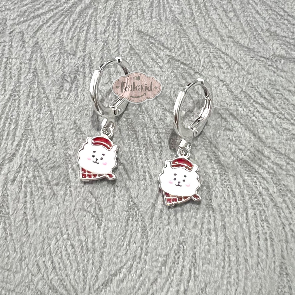 Anting Korean Style Anting Clip Bulat Motif Topi Kepala RJ BT21 BTS 1233