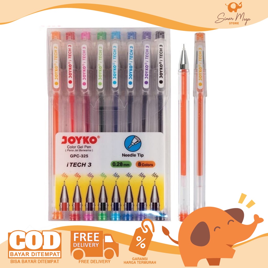 

Joyko Color Gel Pen GPC-325 iTech 3 1 Set (Isi 8) Warna 0.28 mm /Pulpen Pena Warna Murah Berkualitas