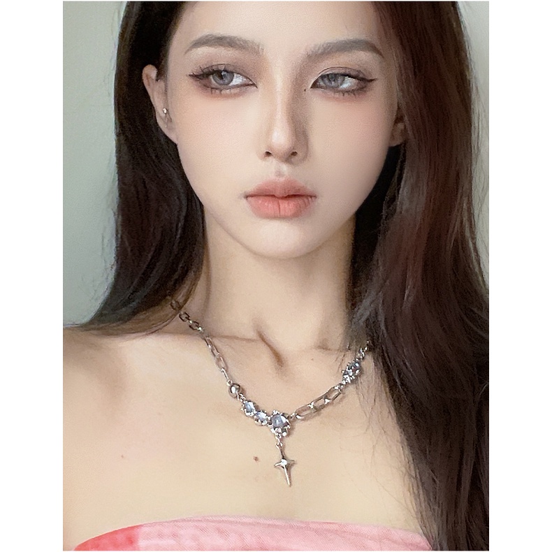 Kalung Salib Moonstone Gaya Korea Untuk Wanita