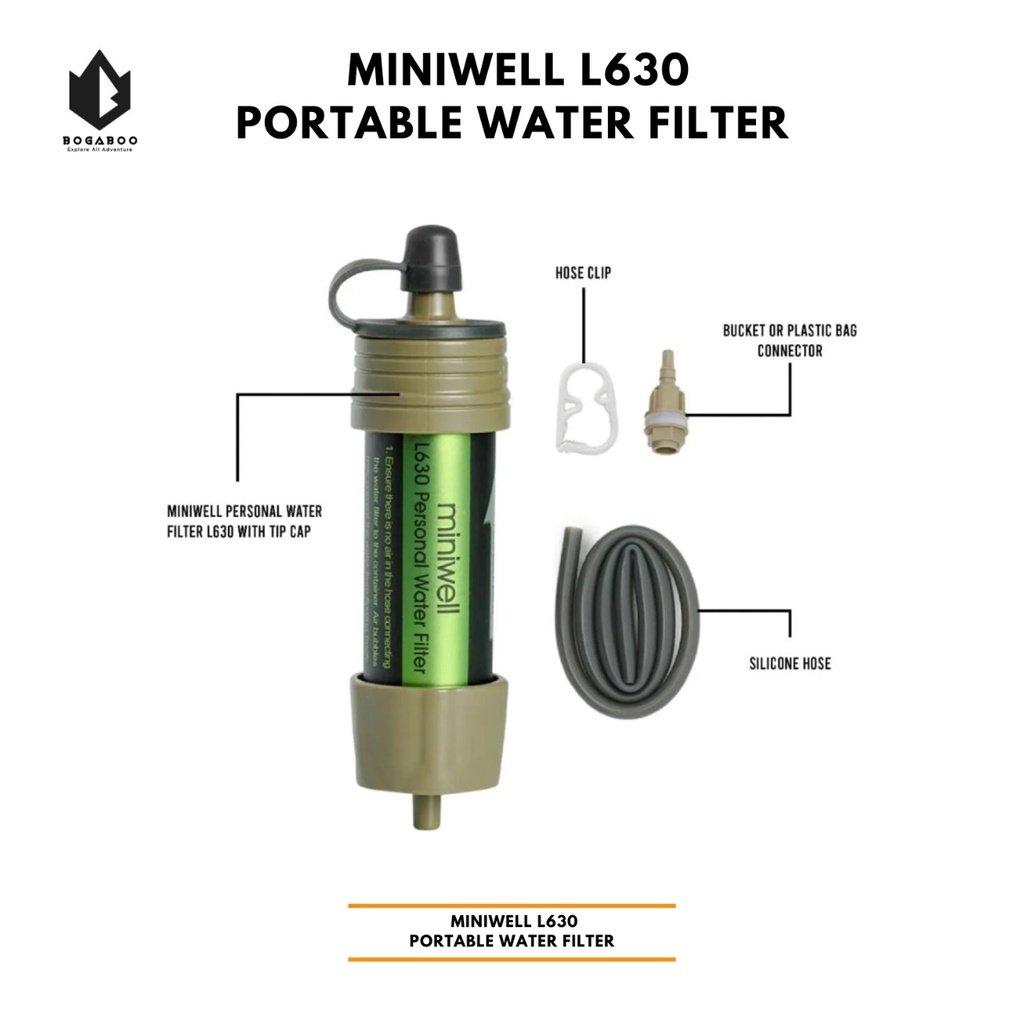 Portable Water Filter Miniwell L630 Personal Straw Air Purifier Survival Kit Outdoor -  Penjernih Air - Saringan Air Minum